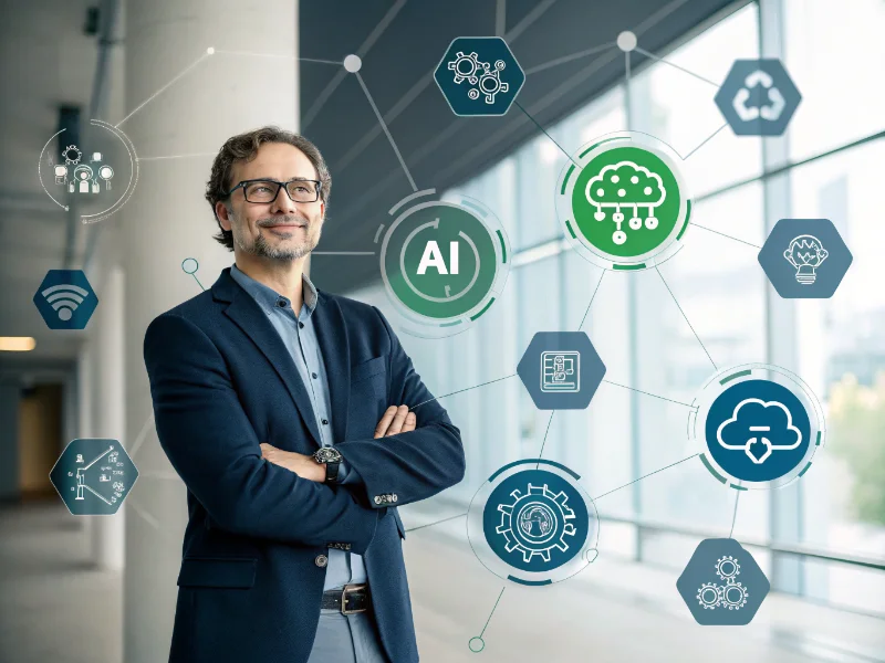 2025 focus on AI amplifying expert knowledge showing partnership between humans and artificial intelligence